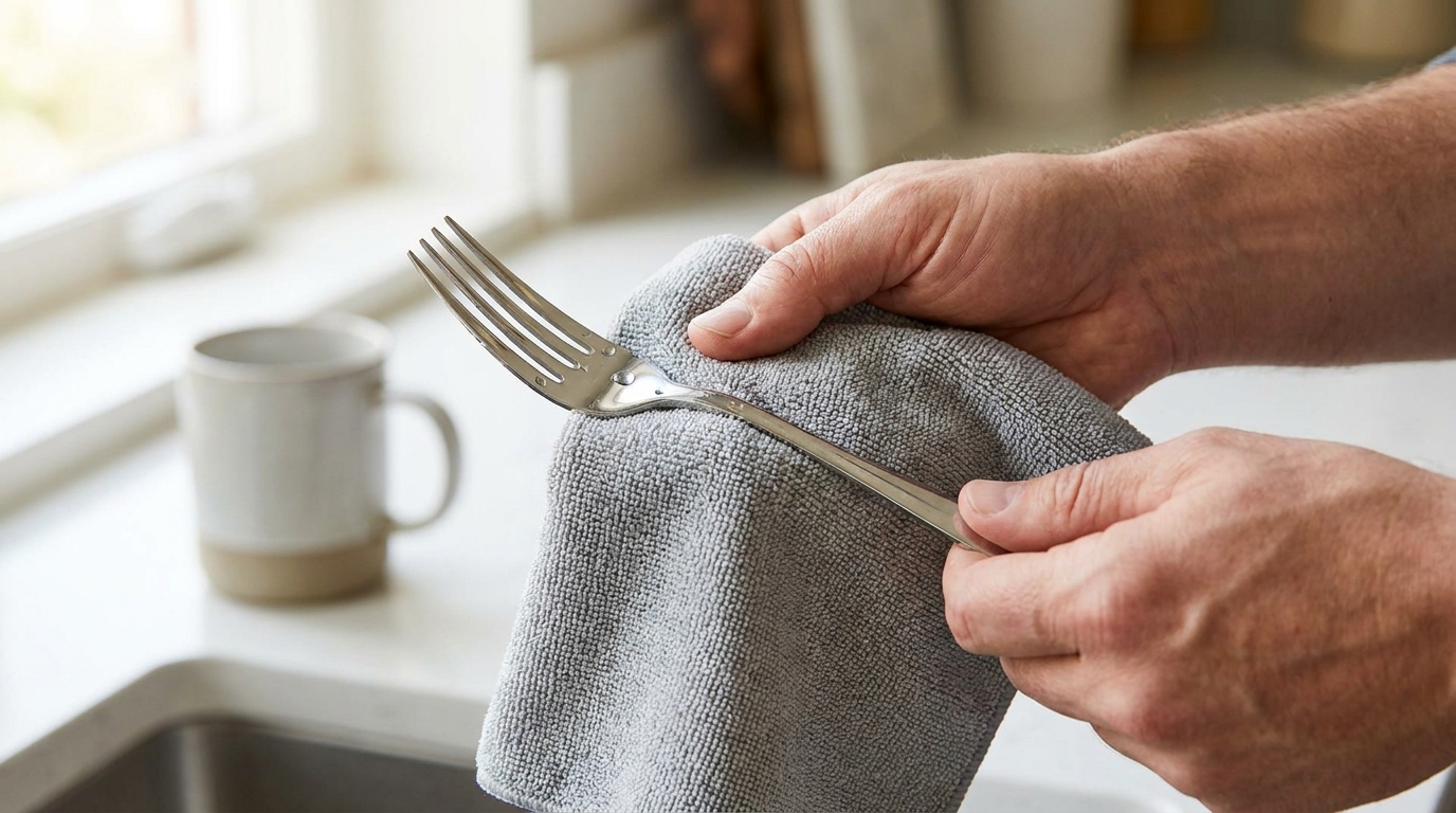 stainless steel flatware clean polished